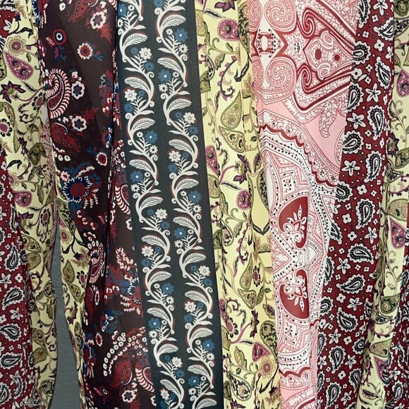 SOFT SURROUNDINGS LANGDON Paisley Patchwork Blouse Shirt Tie Front - NWT - PL - Picture 8 of 13
